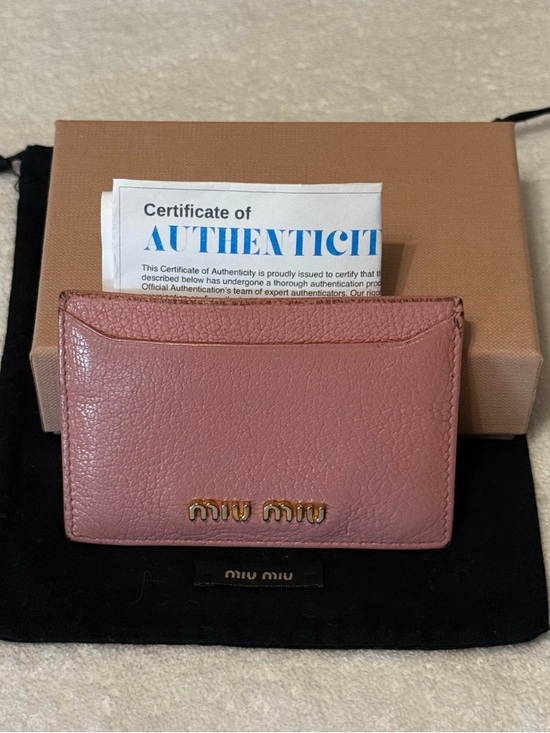 Miu Miu Accessories - Miu Miu Rose Pink Leather Card Holder with Gold Logo